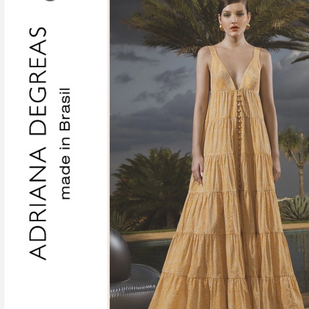 NWT Adriana Degreas Tortoise Long Dress With Straps L